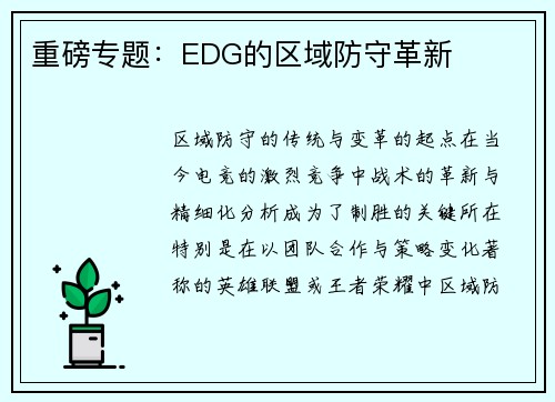 重磅专题：EDG的区域防守革新