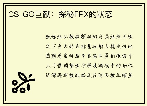 CS_GO巨献：探秘FPX的状态